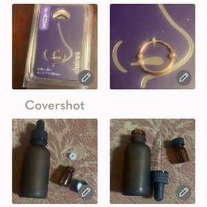 Sterling FAUX Nose Ring - gold tone 3 balls+2 oil drop containers